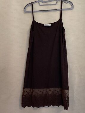 O2 Collection Brown Floral-Hem Slip with Adjustable Straps